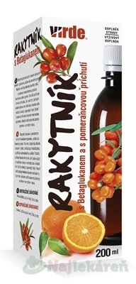 Virde Rakytník sirup s betaglukánom pomaranč 200 ml Virde www.bohre.sk