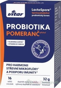 Vitar Probiotika+vláknina+vit.C a D 16 x 2 g Vitar www.bohre.sk