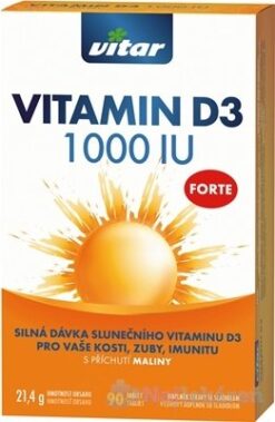 Vitar Vitamin D3 Forte 1 000 IU malina 90 tabliet Vitar www.bohre.sk
