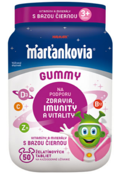 WALMARK Marťankovia Gummy Vitamíny s Bazou čiernou želatínové tablety, príchuť jablko a čierna ríbezľa 50ks WALMARK www.bohre.sk