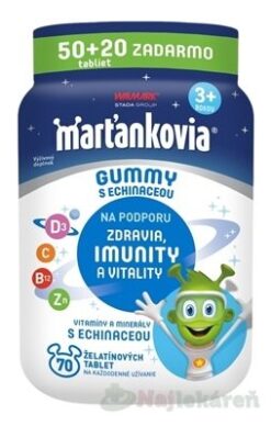 Walmark Marťankovia GUMMY s Echinaceou príchuť jahoda a čerešňa 70 tabliet WALMARK www.bohre.sk