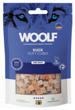 Woolf Dog Soft Cubes kačica, maškrta pre mačky 100g Woolf www.bohre.sk