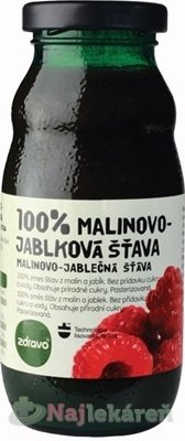 Zdravo 100% MALINOVO-JABLKOVÁ ŠŤAVA 200ml Zdravo organic www.bohre.sk