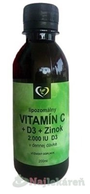 Zdravý svet Lipozomálny VITAMÍN C+D3+Zn+Se 200ml Bio Racio Dia www.bohre.sk