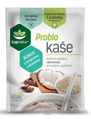 topnatur Probio KAŠA Kokos s belgickou čokoládou, instantná ryžová kaša, 60g Topnatur www.bohre.sk