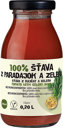 zdravo 100% ŠŤAVA Z PARADAJOK A ZELERU, 200ml Zdravo organic www.bohre.sk